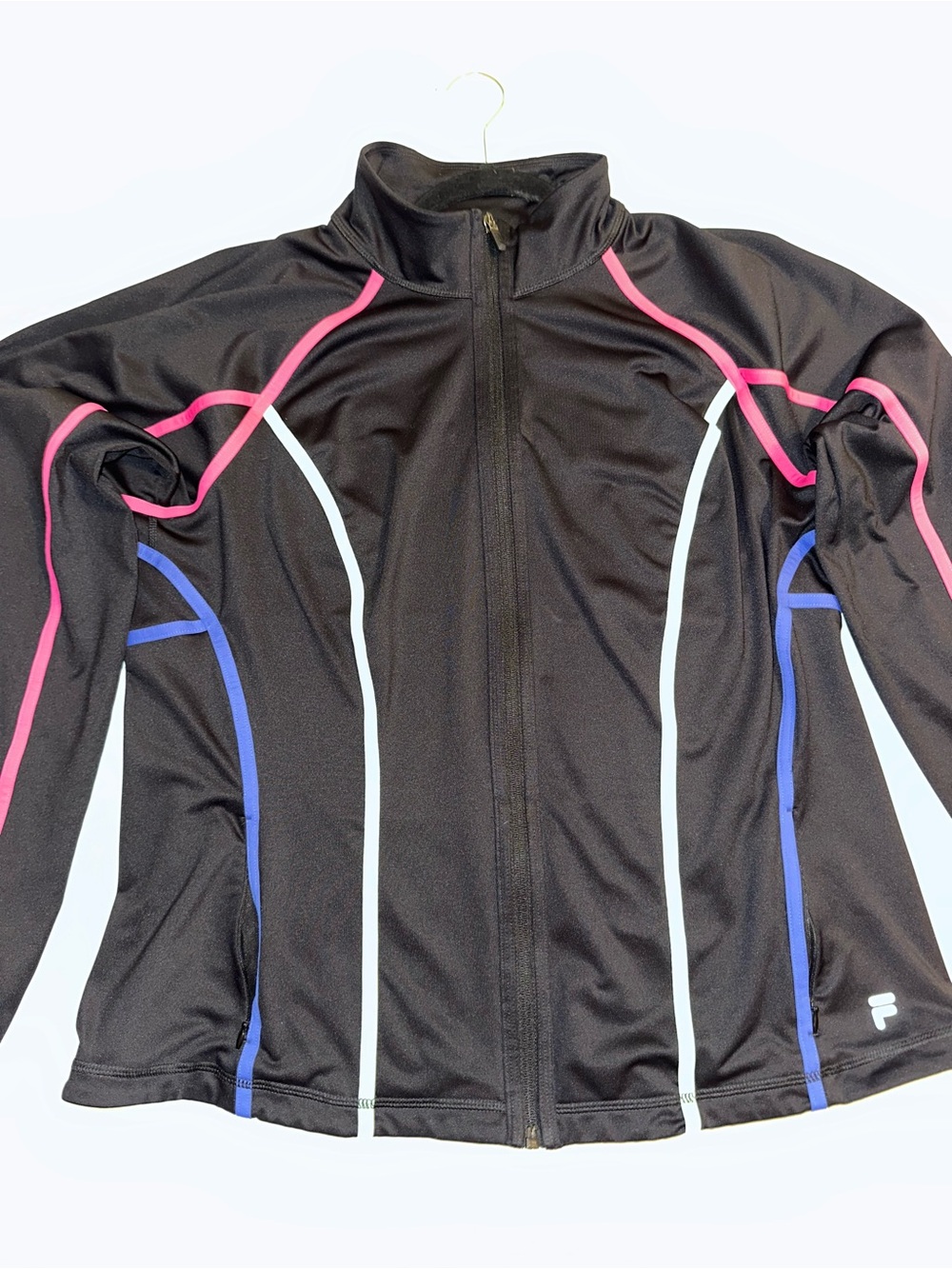 Fila Black Utility Zip Jacket with Pink, Blue & White Piping